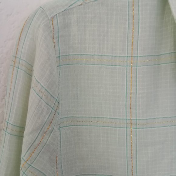 Treasure & Bond Green Plaid Button Down Shirt XS - Picture 5 of 12